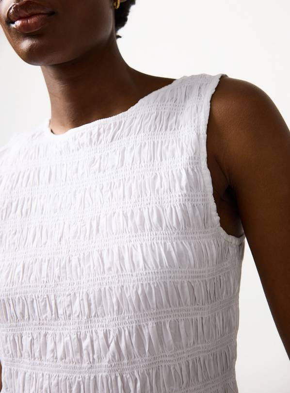 White Poplin Shirred Sleeveless Co-ord Top 6 | Tu Clothing