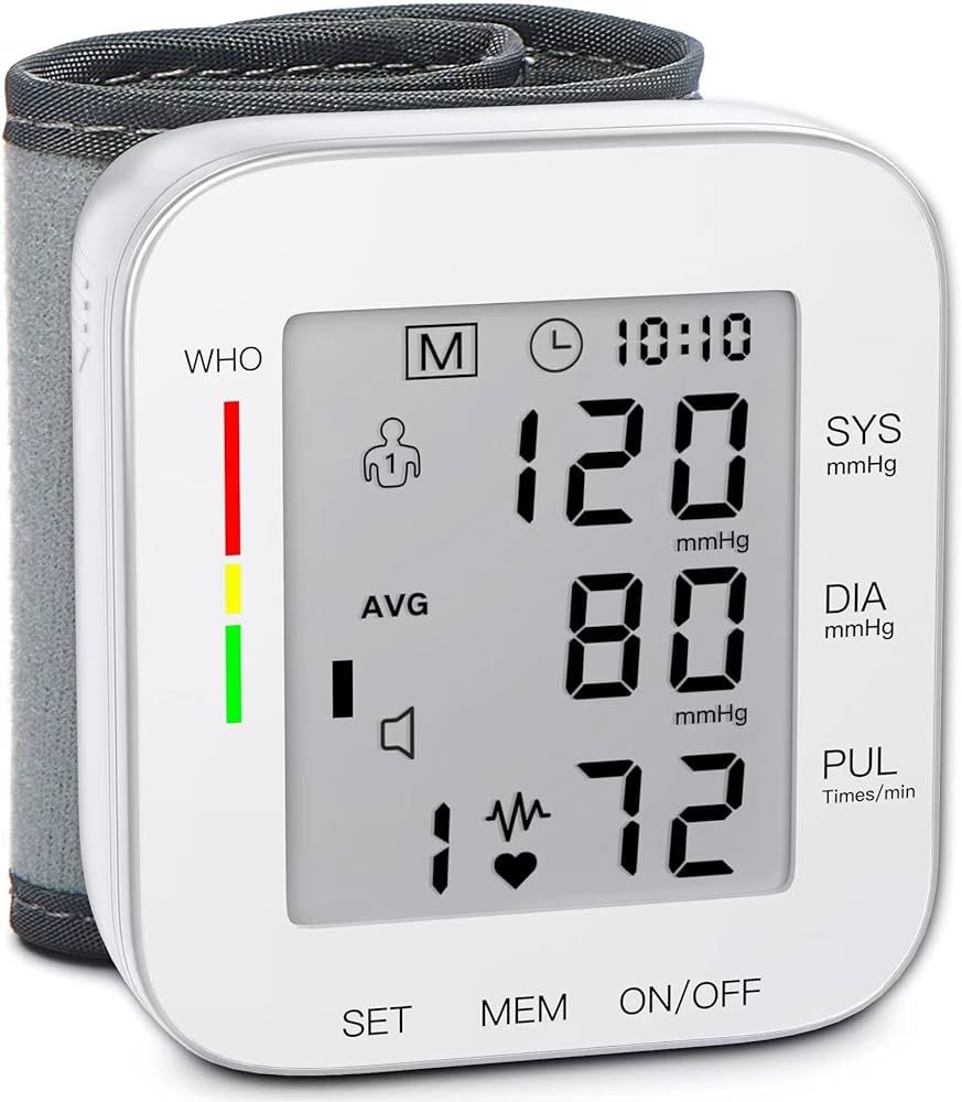 MMIZOO Wrist Blood Pressure Monitor Bp Monitor Large LCD Display Blood Pressure Machine Adjustabl... | Amazon (US)