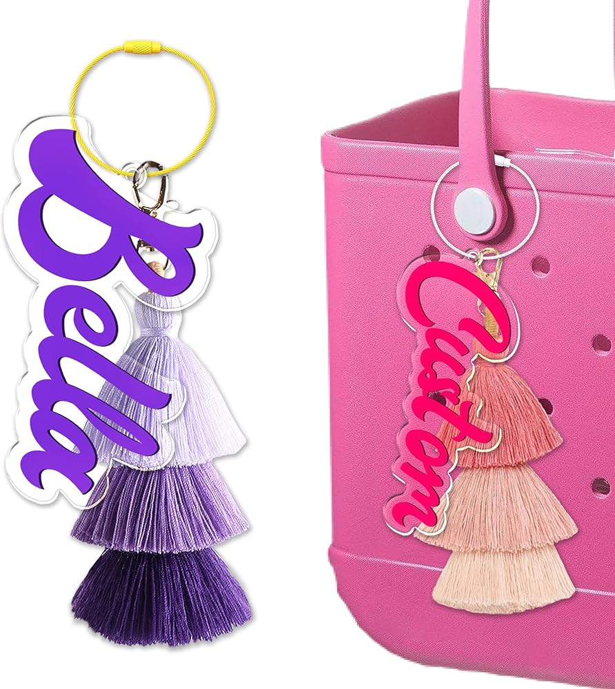 Custom Bag Name Keychain Personalized Custom Beach Tote Bag Name Tags Custom Rubber Beach Bag Acc... | Amazon (US)