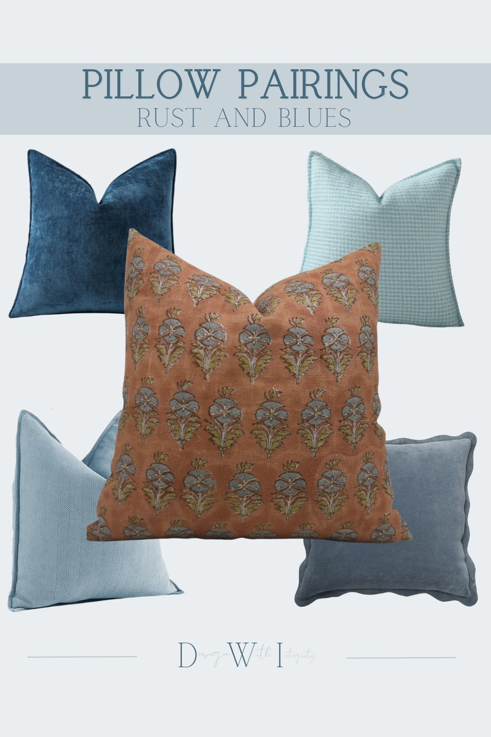 This rust and blue pillow pairing brings warmth and contrast together in a way that feels both refined and inviting. The rich rust pattern serves as a grounding focal point, while layered blues ranging from soft sky to deep navy create balance and visual depth. A mix of velvets subtle textures and tailored patterns keeps the look dynamic without feeling busy, making this pairing ideal for spaces that need warmth without sacrificing sophistication.

Shop the curated pillow pairing to add color confidence and designer balance to your home.

#PillowPairings #RustAndBlue #LayeredInteriors #DesignerDetails #InteriorStyling 

 #LTKHome

#LTKHome
