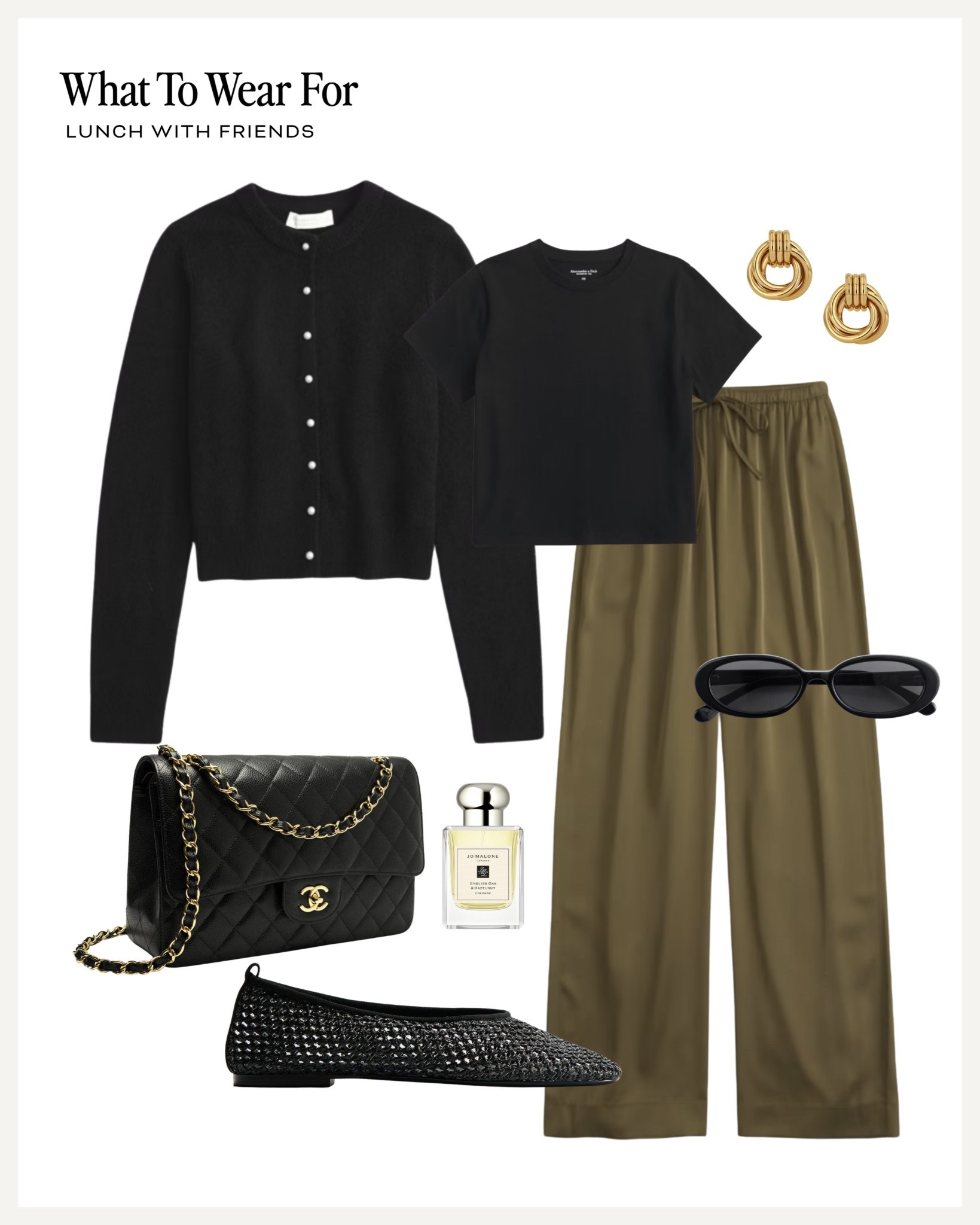 Lunch with friends 🍝  Abercrombie has 20-40% off everything 
Plus use code: AFWHATTOWEARFOR for an extra 15% off 

Wardrobe Staples, Spring Style, Spring Fashion, Spring Outfit, Abercrombie & fitch outfits / satin trousers / black cardigan / mesh flats 

#LTKspring #LTKuk #LTKstyletip