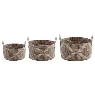 Multi-Color Natural Woven Decorative Baskets (Set of 3) | The Home Depot