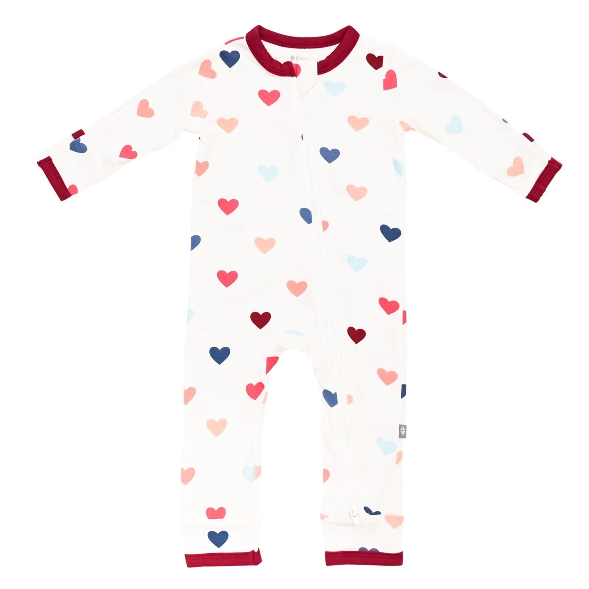 Printed Zippered Romper in Multi Hearts | Kyte BABY