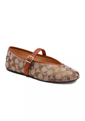 COACH Women's Crystal Signature Jacquard Mary Jane Flats | Belk