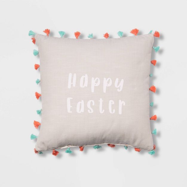 'Happy Easter' Throw Pillow White - Spritz™ | Target