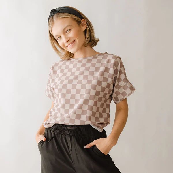 Boss Crop Tee, Brown Checkers | Albion Fit