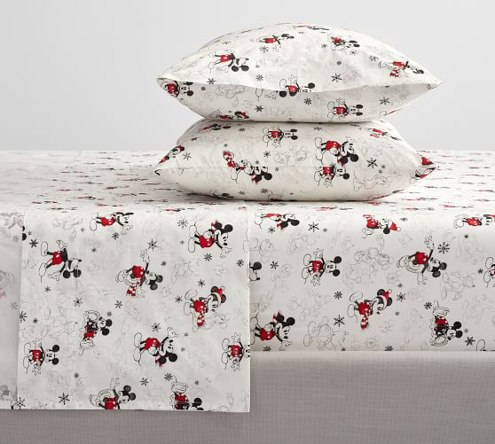 Disney Mickey Mouse Holiday Percale Sheet Set | Pottery Barn (US)