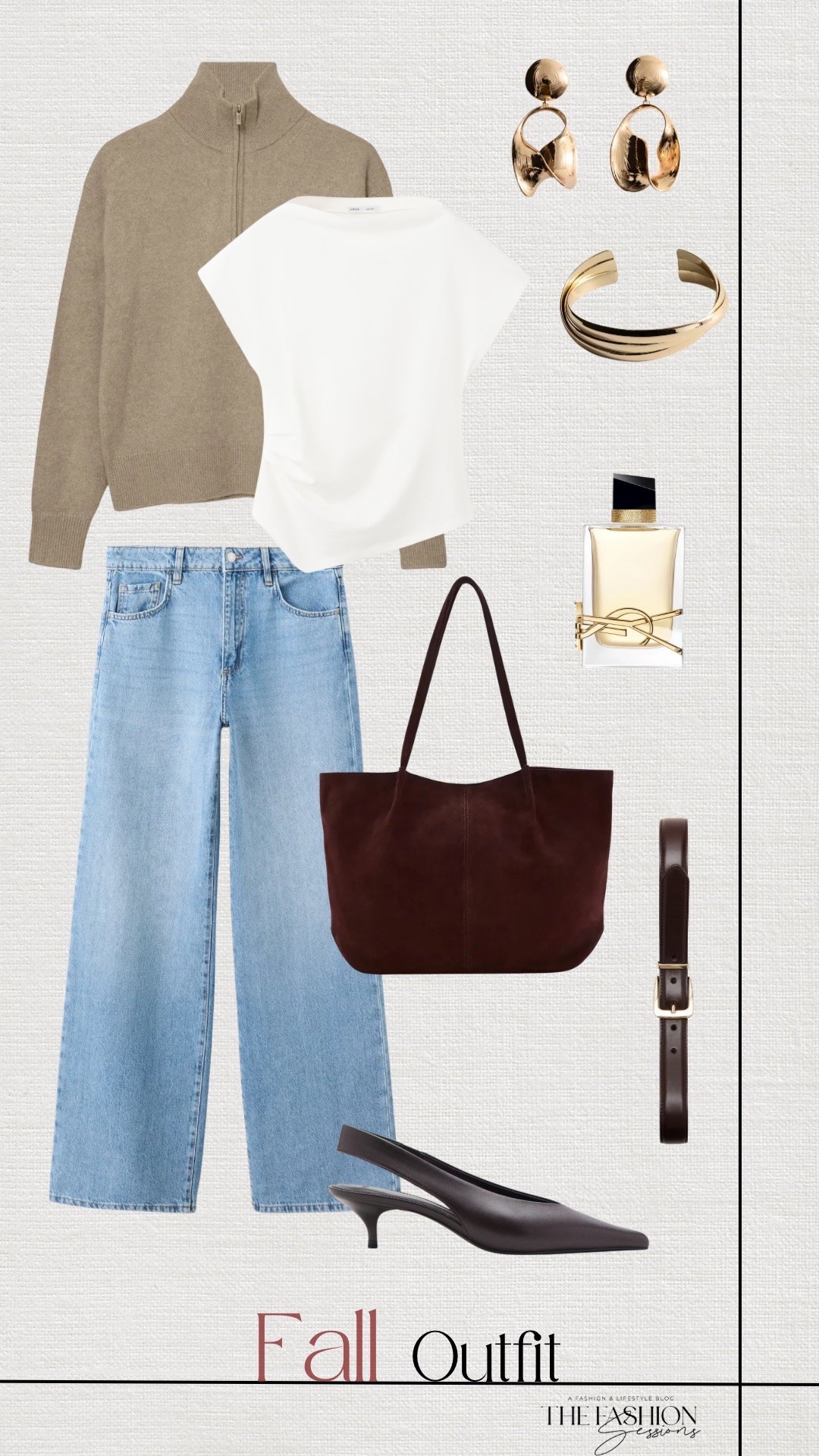 Fall Outfit | Oatmeal Half Zip Sweater | Asymmetrical Top | Denim Jeans | Brown Sling Backs | Burgundy Tote Bag |

#LTKSeasonal #LTKootd #LTKgrwm