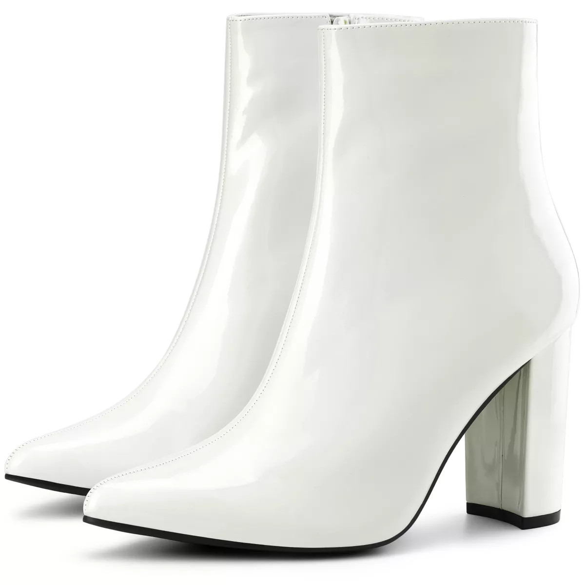 Allegra K Women's Halloween Pointed Toe Zip Chunky Heels Ankle Boots White 5.5 | Target
