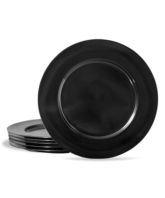Reston Lloyd Plates Black - Black Melamine Salad Plate - Set of Six | Zulily