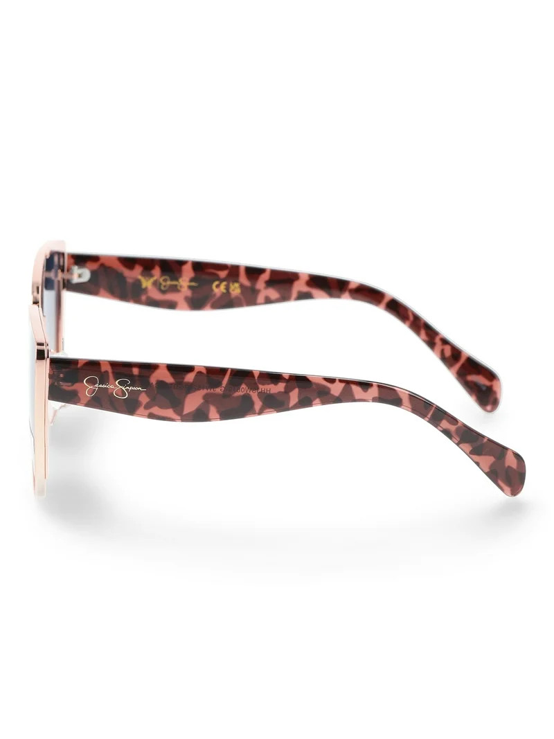 Jessica Simpson Women's Plastic & Metal Cat Eye Sunglasses, Gold-Tone/Tortoiseshell-Tone | Walmart (US)