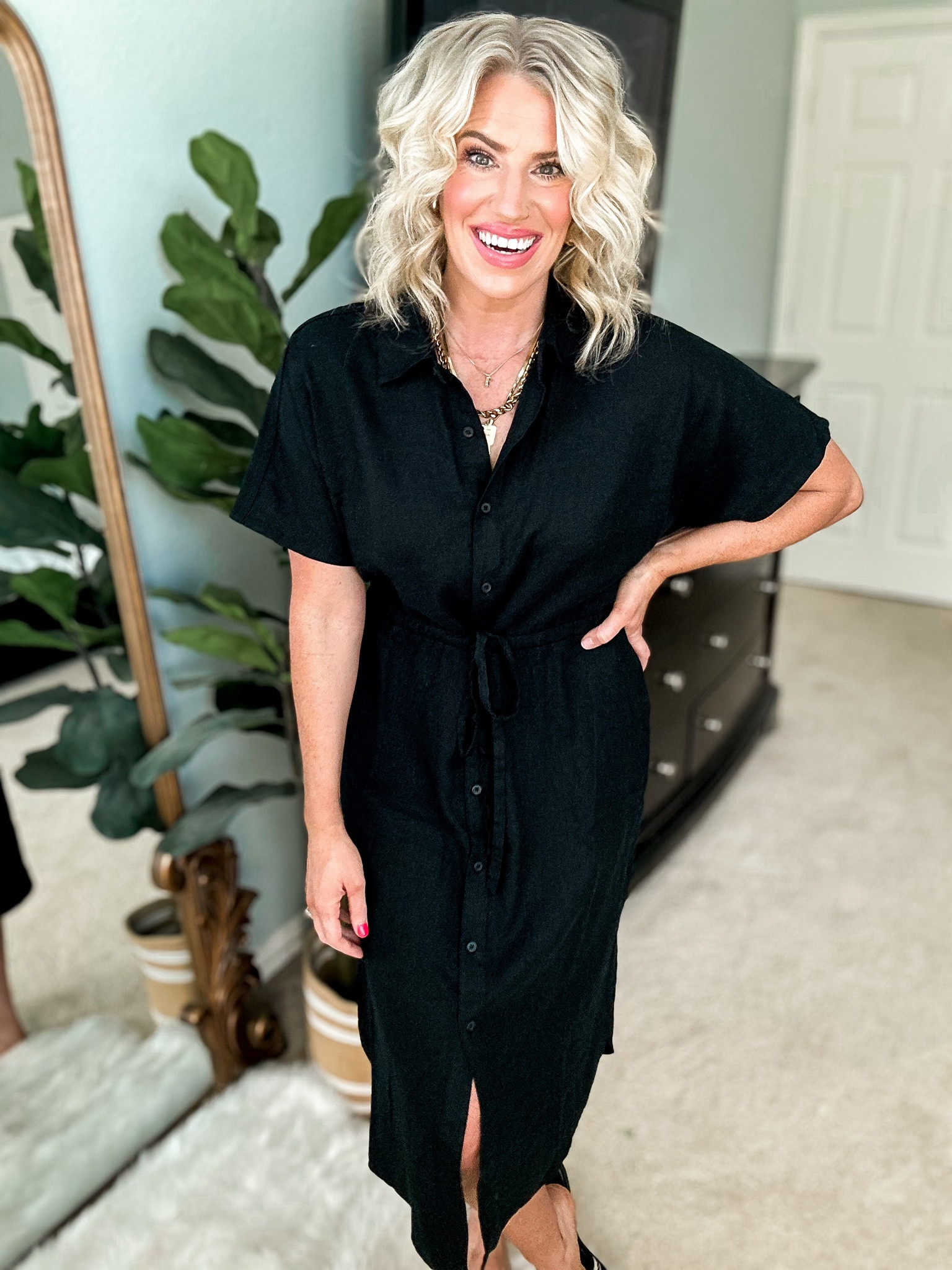 Linen drawstring waist button front midi dress at Target 
Fits tts + wearing a small 

#LTKfindsunder50 #LTKstyletip #LTKxTarget