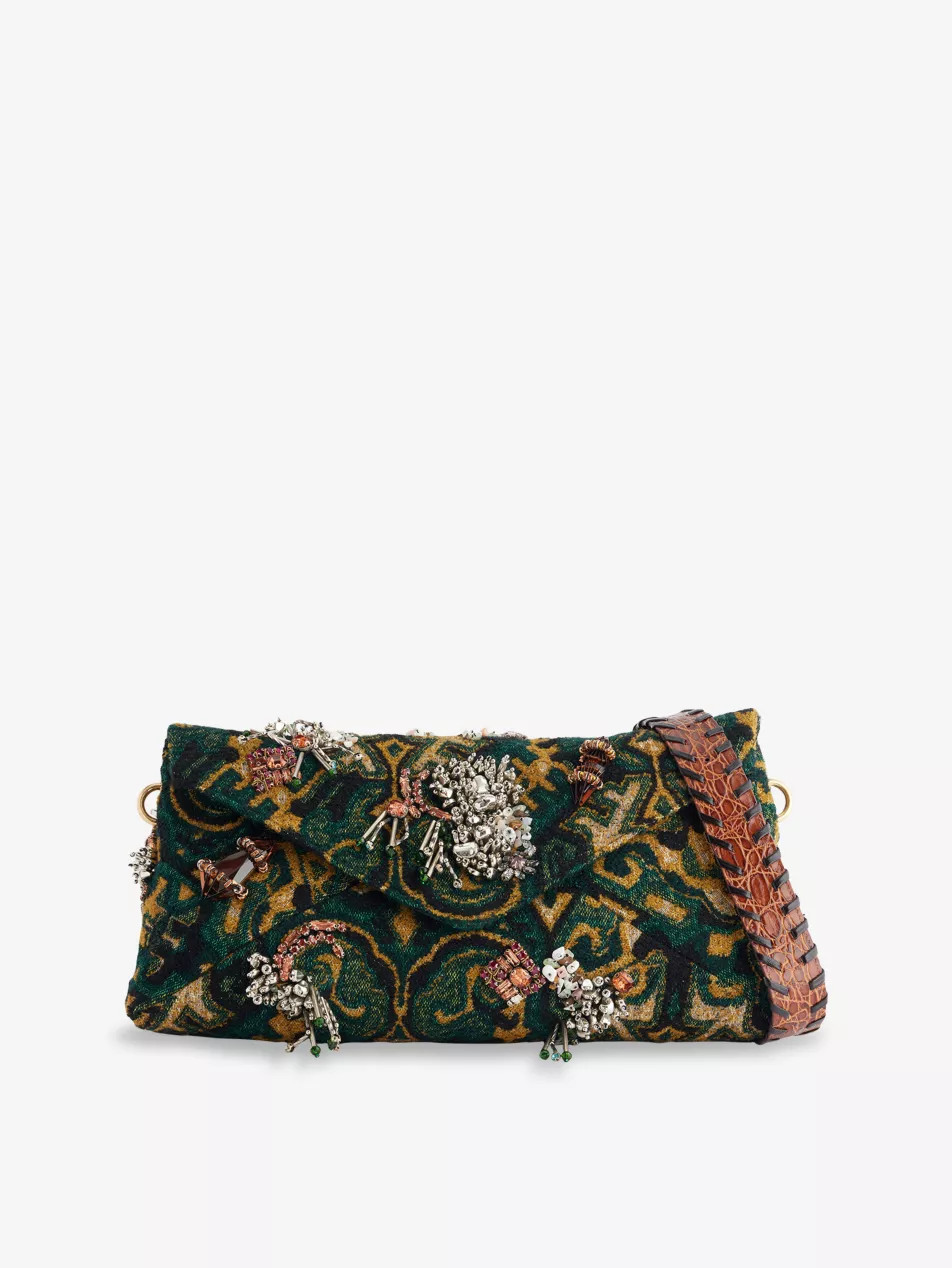 Embellished Woven Clutch Bag | Selfridges