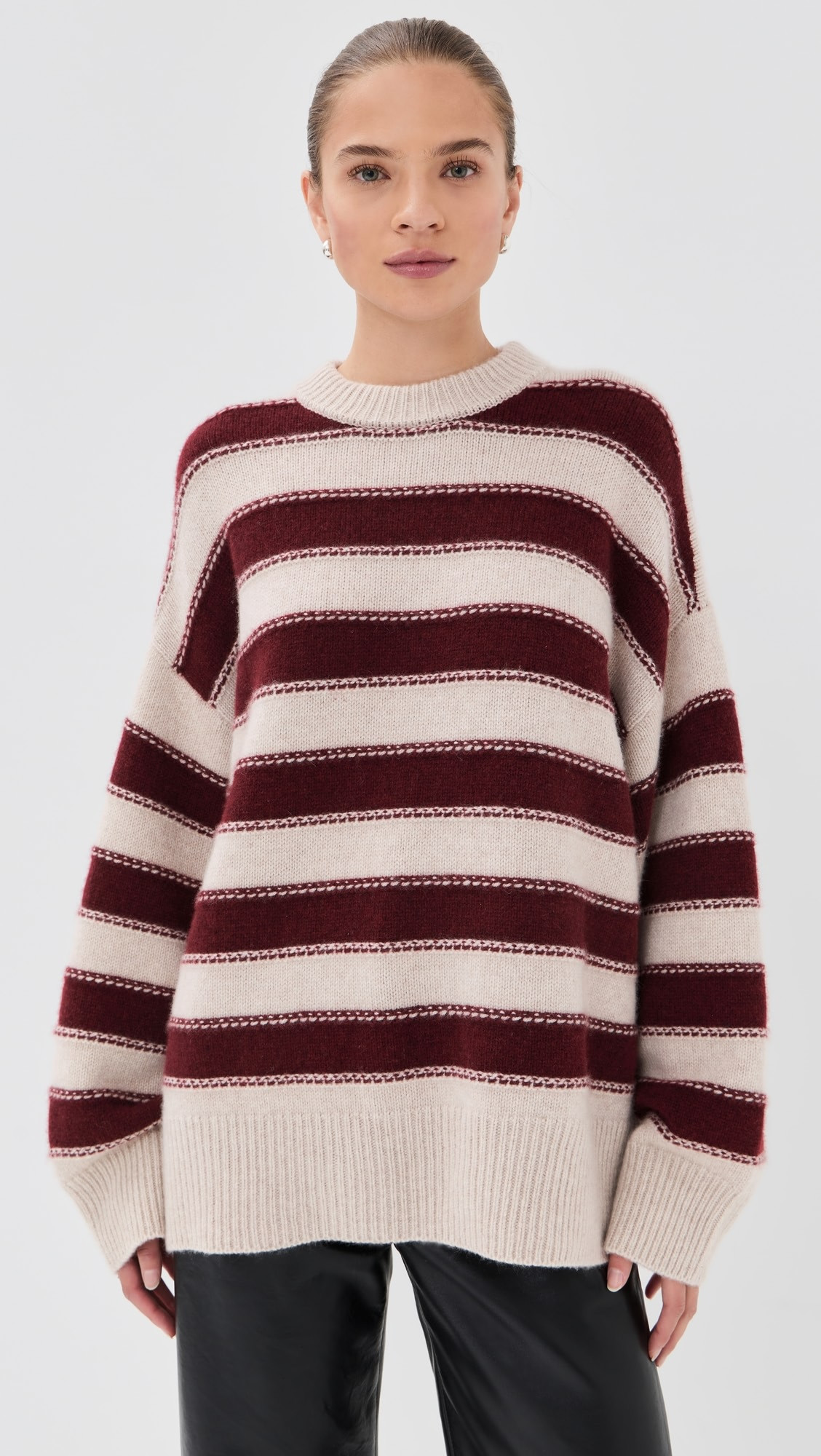 Unisex Braided Stripe Pali Cashmere Crew Neck Sweater | Shopbop