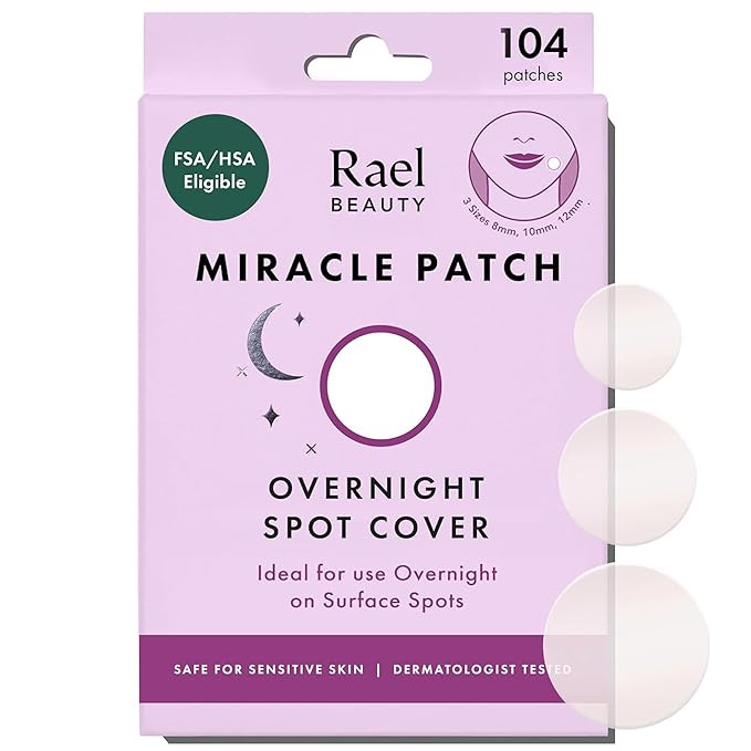 Rael Pimple Patches - Miracle Overnight Spot Cover, Thicker & Extra Adhesion, Hydrocolloid Acne P... | Amazon (US)