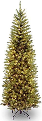 National Tree Company Artificial Pre-Lit Slim Christmas Tree, Green, Kingswood Fir, White Lights,... | Amazon (US)