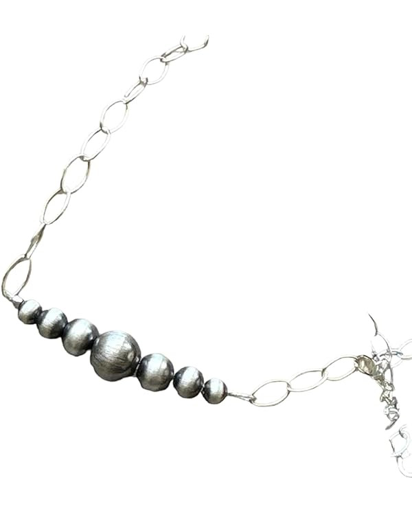 Sterling Silver Graduated Pearls Chain Bead Necklace. 18 Inch southwestern jewelry "Navajo Style" | Amazon (US)