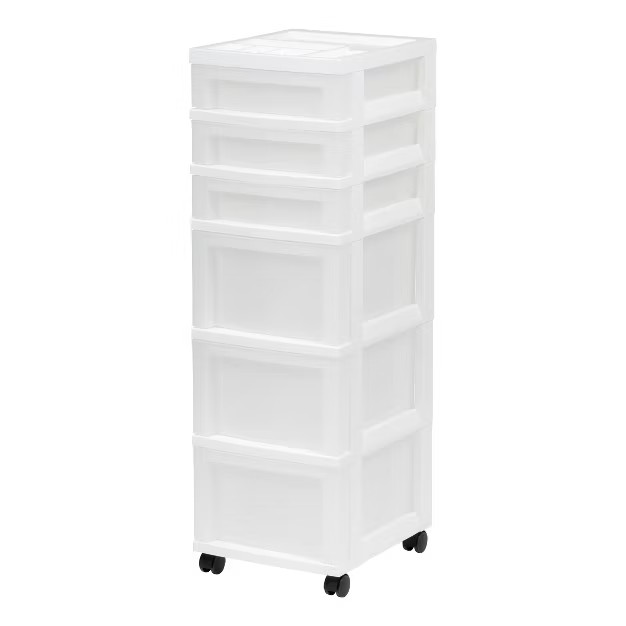 IRIS 6 Drawer Storage Cart with Organizer Top White/Pearl | Target