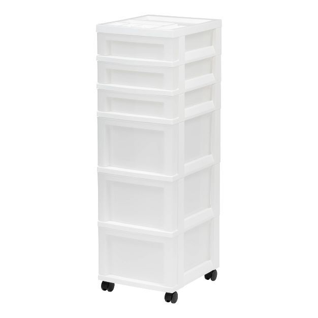 IRIS 6 Drawer Storage Cart with Organizer Top White/Pearl | Target