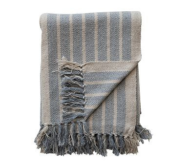 Jessi Striped Fringe Throw | Pottery Barn (US)