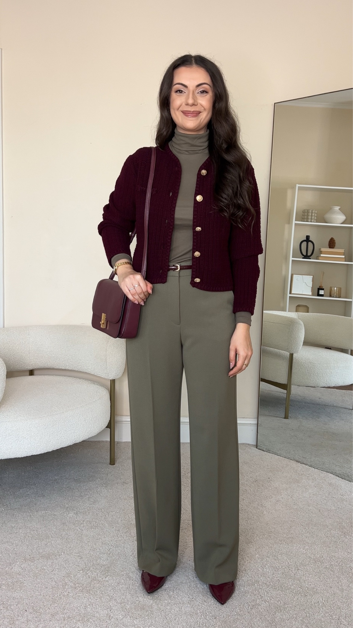 Chic autumn outfit. Roll neck is Mango, wearing size S. Cardigan is H&M, wearing size S. Trousers are &OtherStories, wearing size UK10. Bag is John Lewis.

#LTKautumn #LTKeurope #LTKstyletip