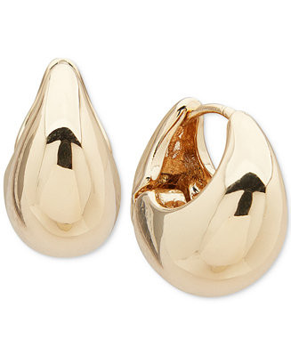 Anne Klein Gold-Tone Polished Tapered Chunky Small Huggie Hoop Earrings, 0.69" - Macy's | Macy's