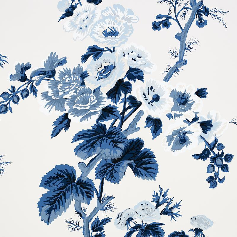 Schumacher Pyne Hollyhock Indigo Wallpaper | DecoratorsBest