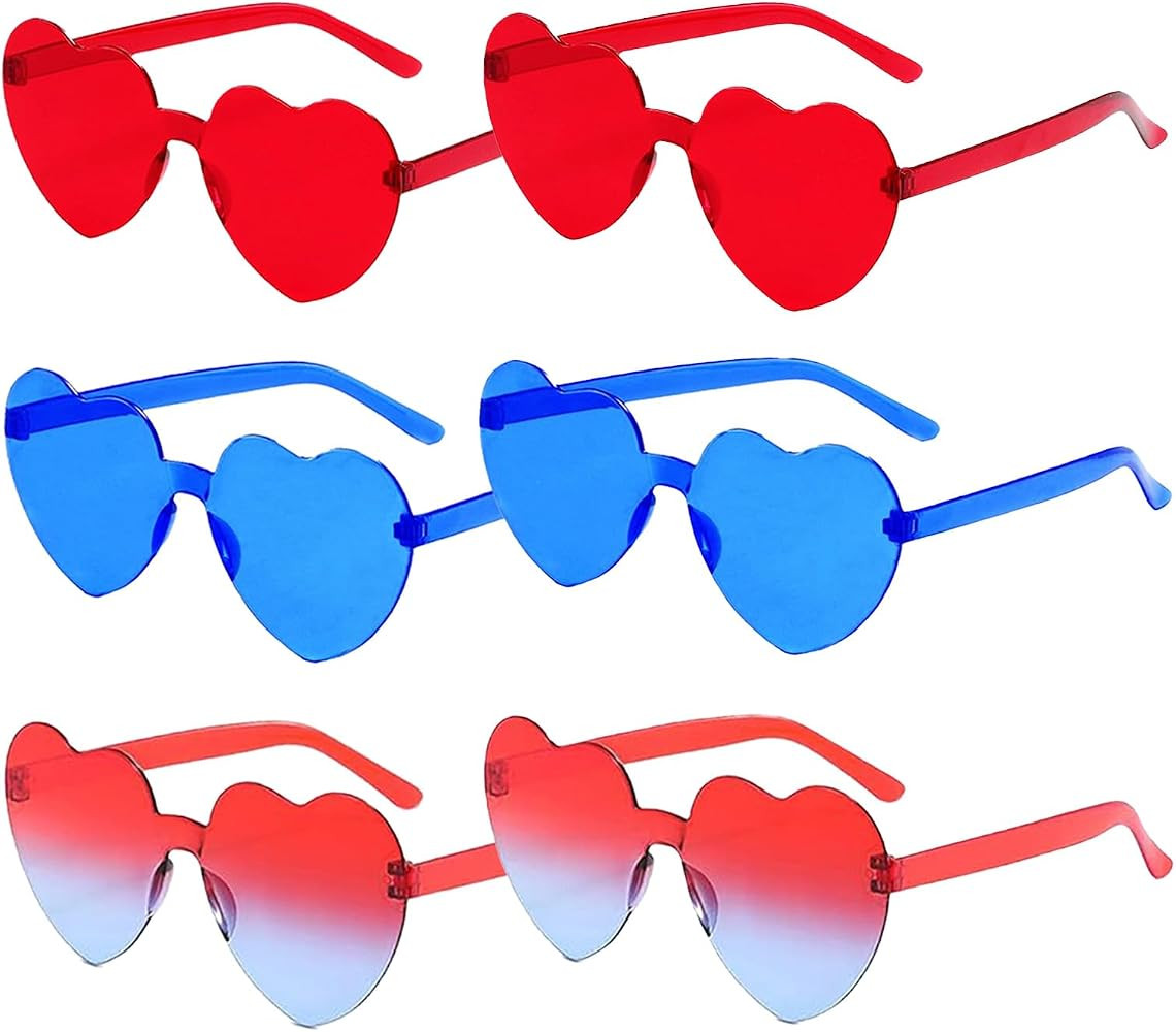 Heart Shape Sunglasses Frameless Heart Glasses Transparent Sunglasses Bachelorette Party Favors f... | Amazon (US)