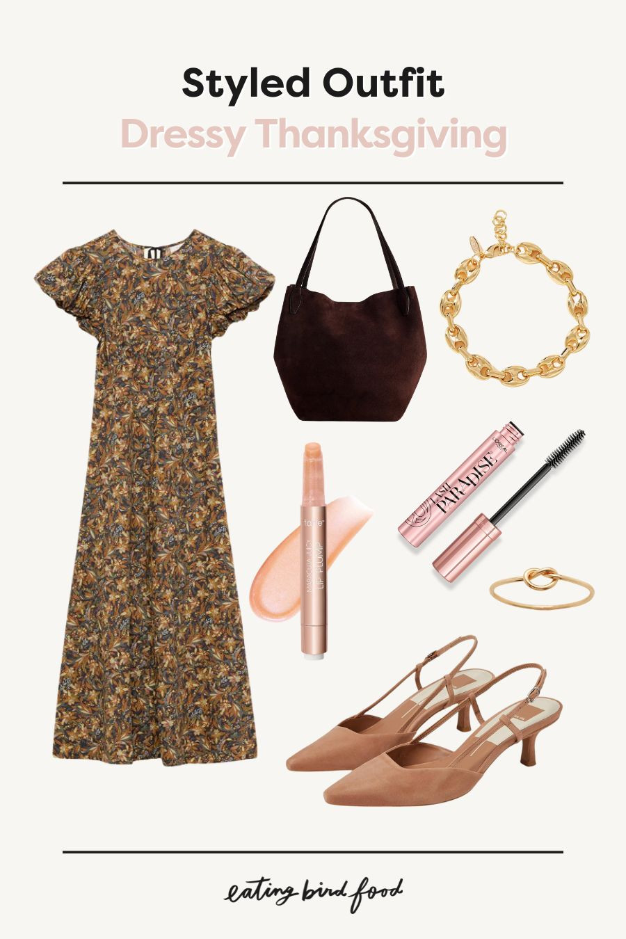 Elevate your Thanksgiving look with this perfect dressy option! 🍂 This floral dress paired with classic heels and simple accessories creates an effortlessly elegant style. Add a touch of glam with a statement bracelet and the perfect lipstick. Ready for a festive gathering! ✨ #ThanksgivingStyle #HolidayOutfit #FallFashion #DressyLook 

 #LTKHoliday #LTKSeasonal #LTKStyleTip