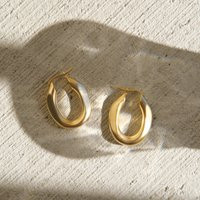 Bold Matte Gold Hoops, Minimalistic Large Hoop Earrings, Teagan Oval Hoop, Gold Hoops, Huggie Hoops, | Etsy (US)