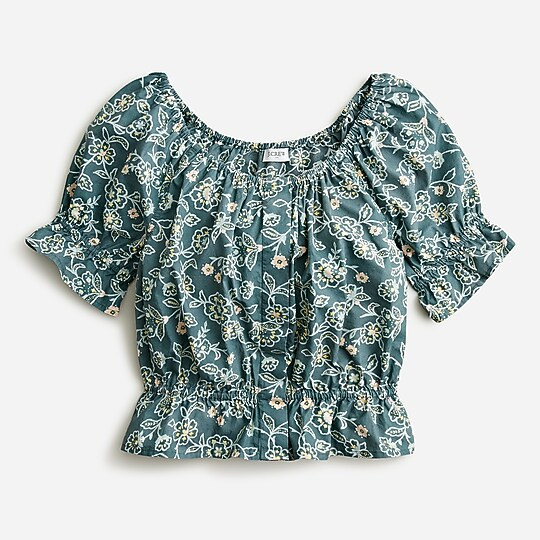 Gathered scoopneck top in vintage vines | J. Crew US