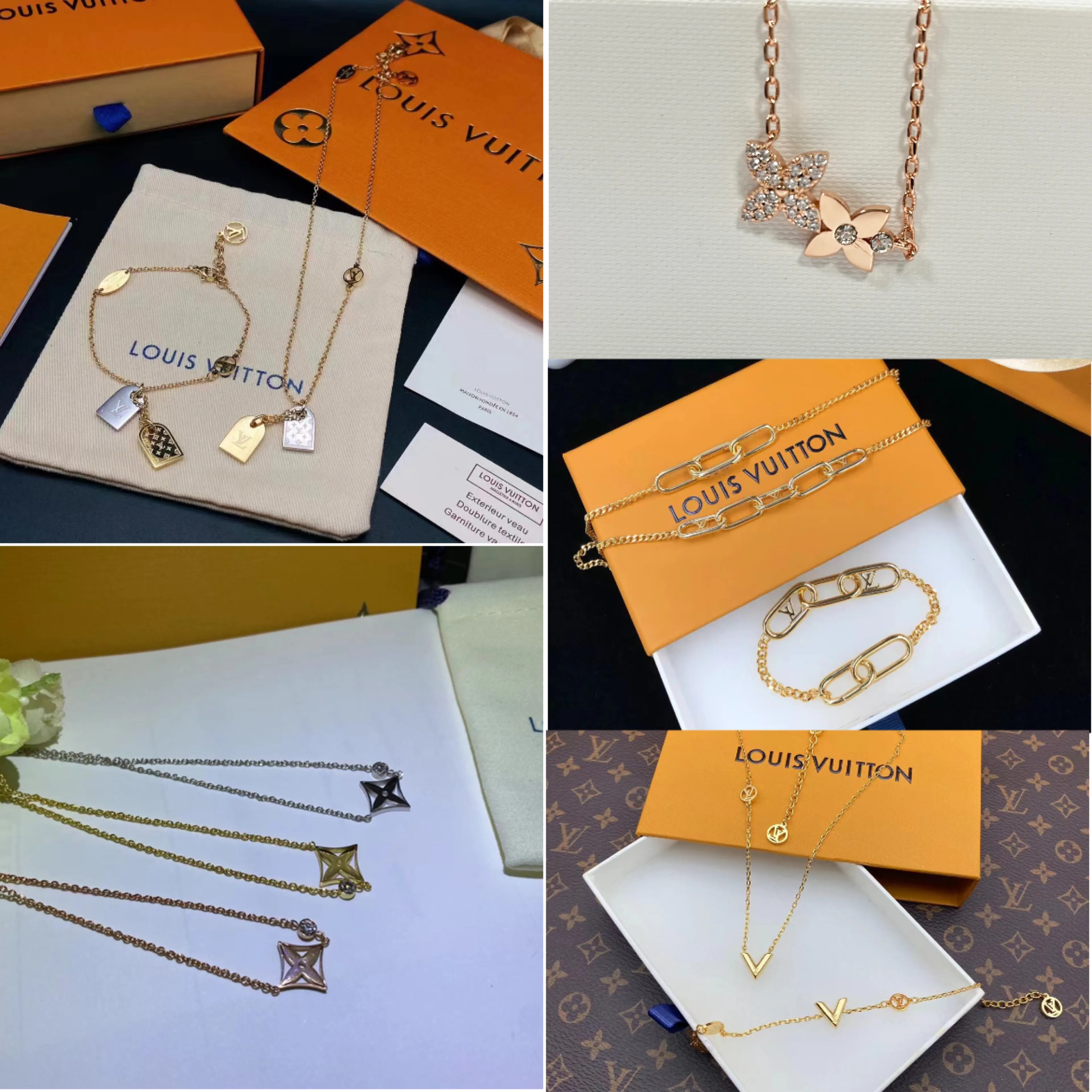 Dupe L V Idylle Blossom Necklace Not Sandals Bracelet Earstuds Jewelry Set With Box | DHGate