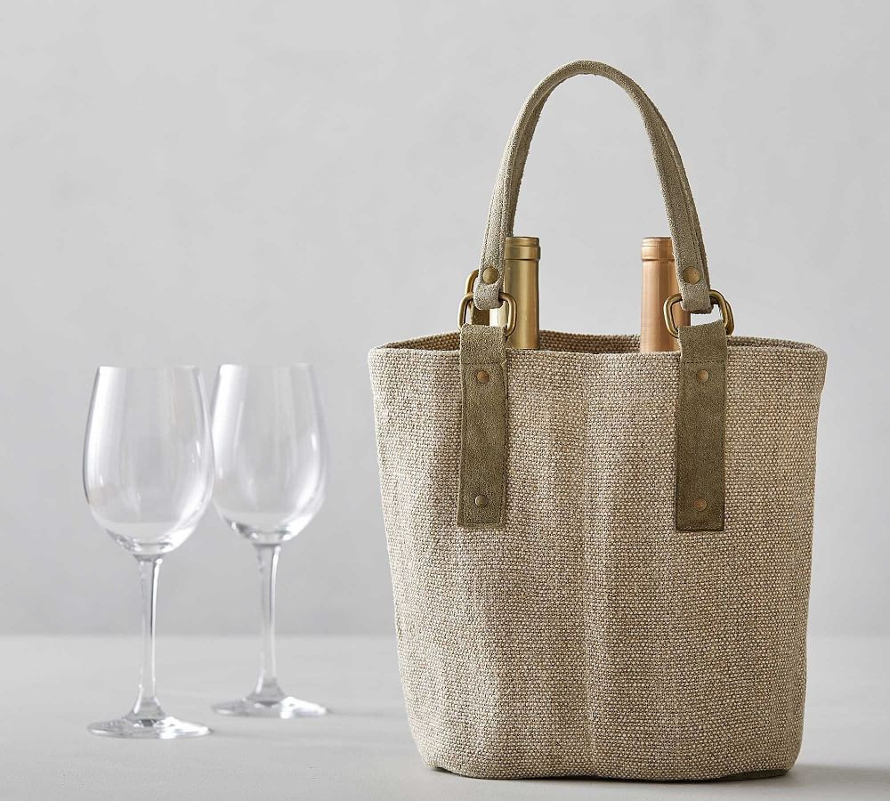 Mason Natural Linen/Cotton Double Wine Bag | Pottery Barn (US)