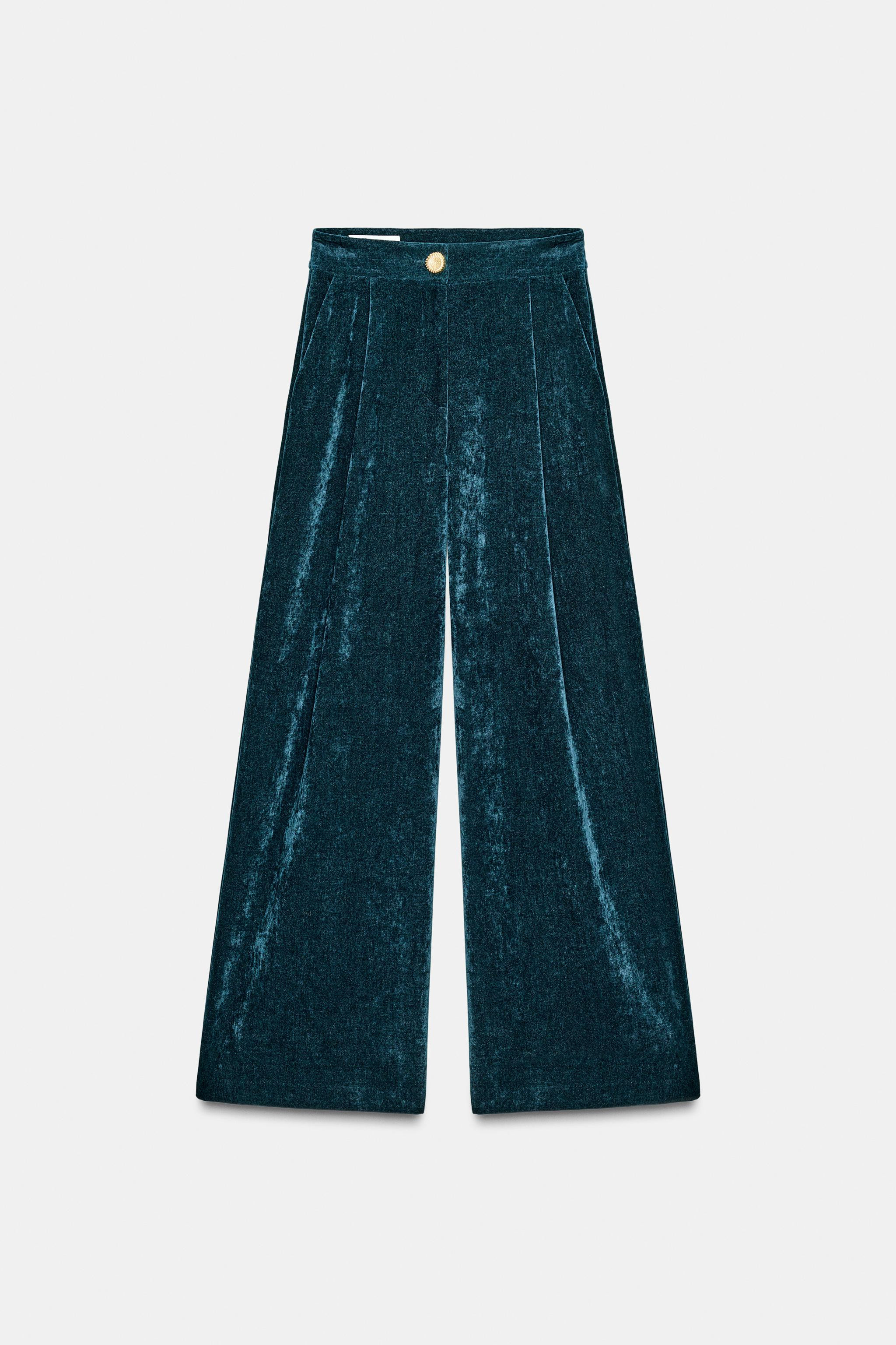 VELVET WIDE LEG PANTS | Zara US