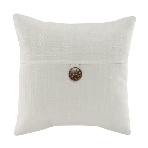 Mainstays Dynasty Square Coconut Button Accent Decorative Throw Pillow, 18" x 18", Gray - Walmart... | Walmart (US)
