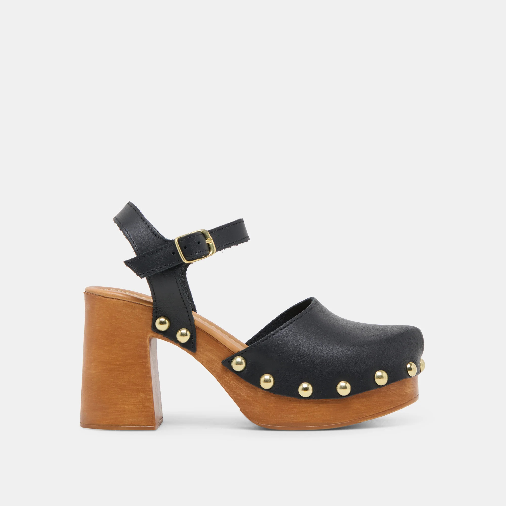 CLOVER HEELS BLACK LEATHER | DolceVita.com