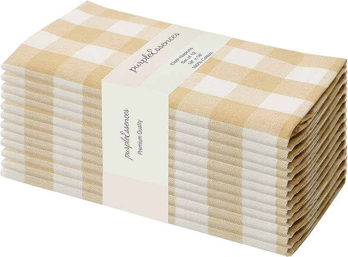 PurpleEssences Buffalo Plaid Cloth Napkins - Mitered Corners - Christmas Holiday Winter - Gingham... | Amazon (US)