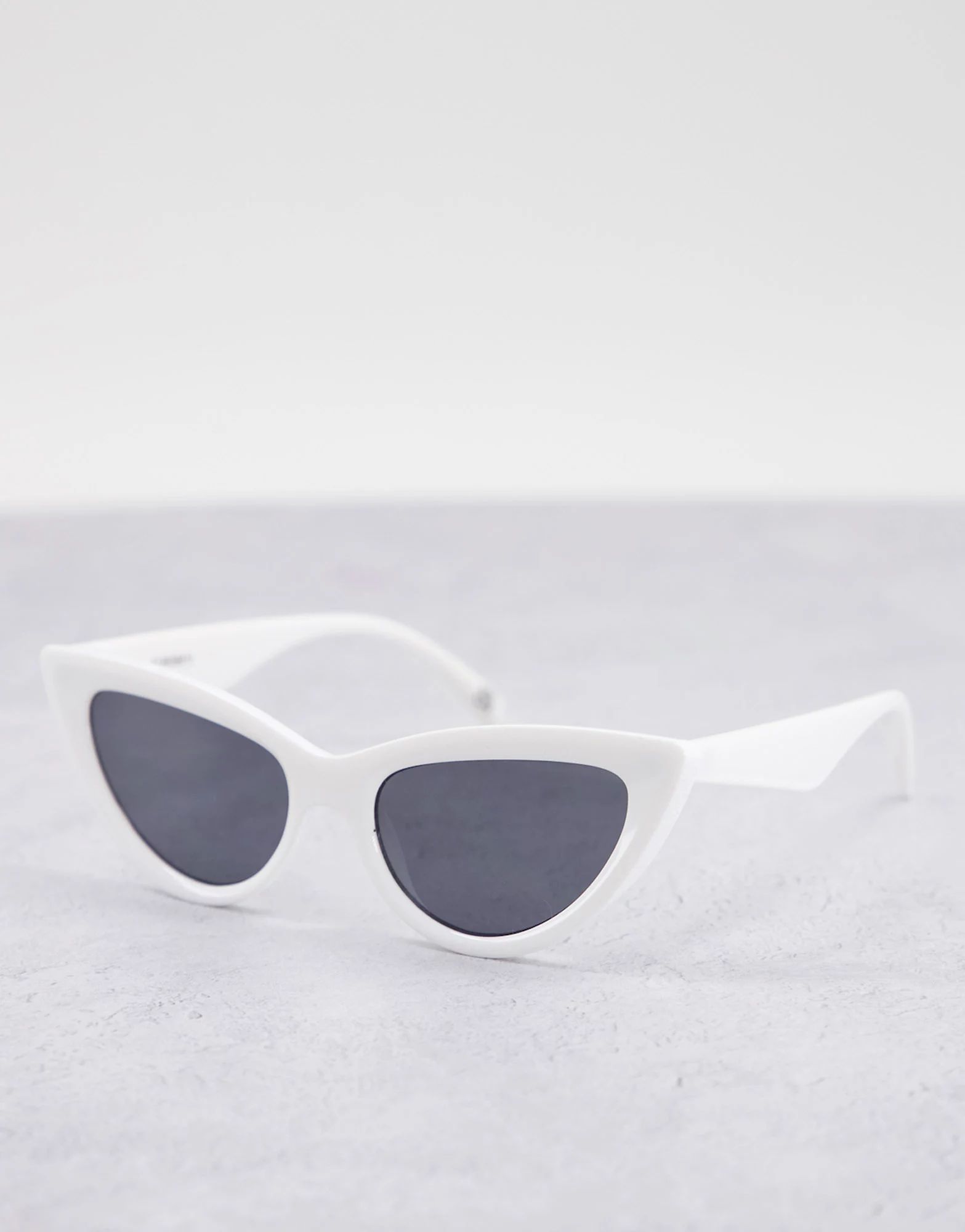 ASOS DESIGN beveled cat eye sunglasses  in shiny white | ASOS (Global)