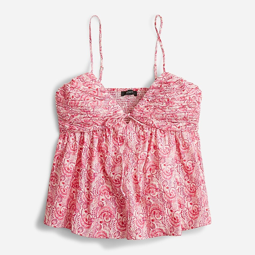 Gathered Lurex® gauze camisole in pink dandelions | J. Crew US