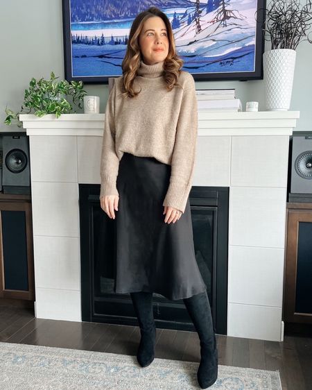 Finally getting around to styling this pretty @chicwish midi skirt for winter. I’ve had it for a few weeks but only just got to break it out and I love it paired with a cozy sweater and tall boots for colder weather. In the spring and summer, it will look fantastic with simple heels and can definitely be dressed up or down. What do you think of this style? 

#LTKworkwear #LTKstyletip #LTKunder50