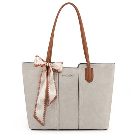 Montana West Tote Bags for Women Medium Top Handle Handbags with Scarf, Tan | Walmart (US)