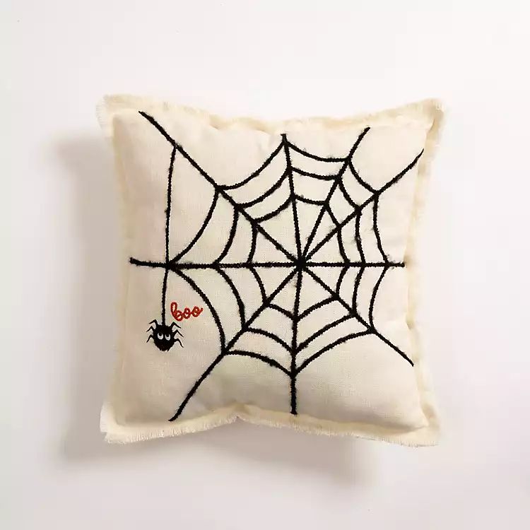 Spiderweb Boo Fringed Throw Pillow | Kirkland's Home