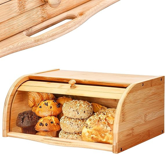 2 Lb. Depot Breadbox for Kitchen Countertop - Vintage-Style Bamboo Bread Box Wood - Japanese Brea... | Amazon (US)