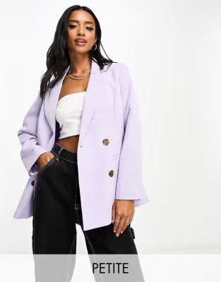 Miss Selfridge Petite - Oversized double breasted blazer in lila | ASOS (Global)