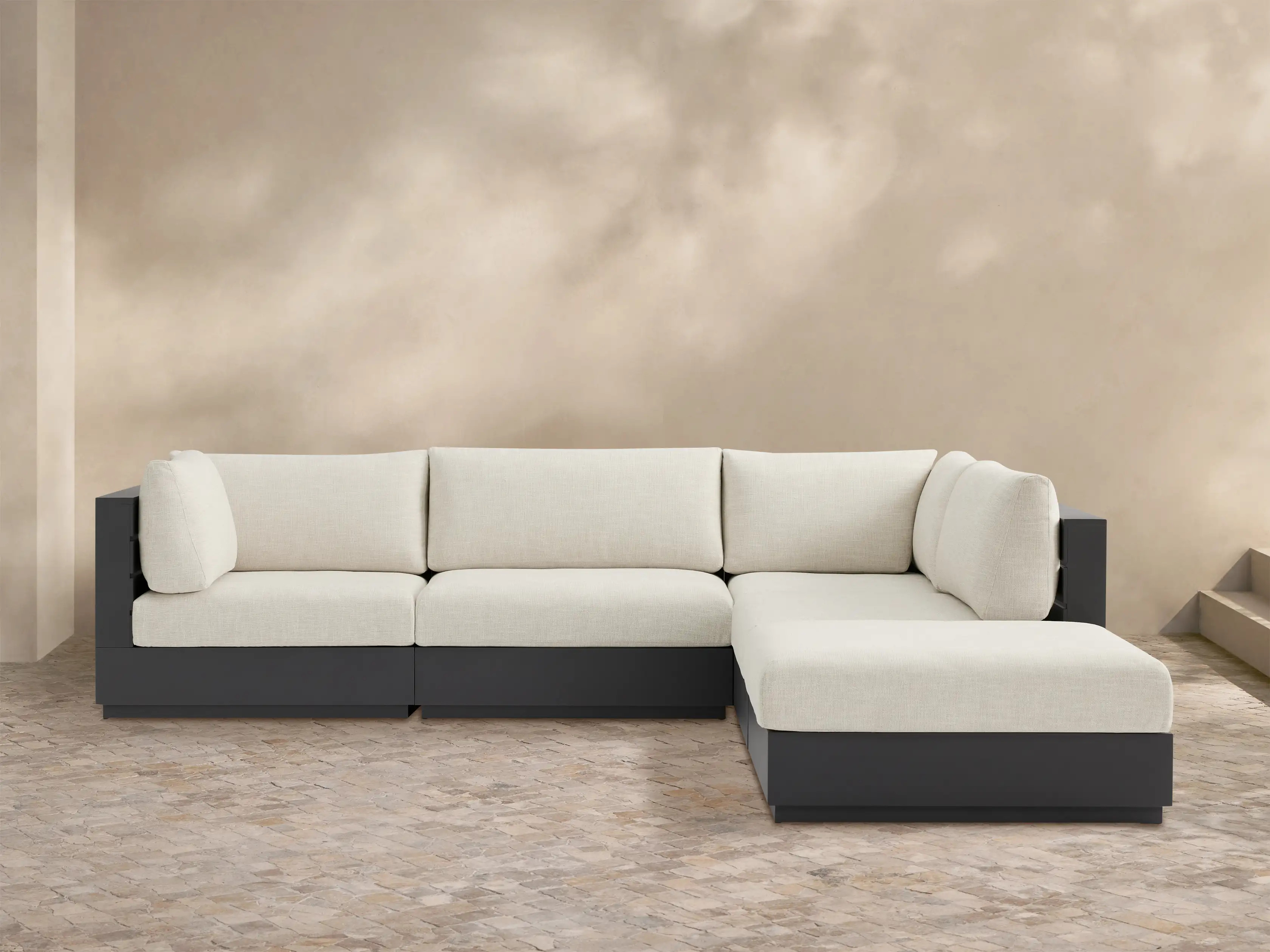 Bal Harbour Outdoor Aluminum Five-Piece Sectional with Ottoman | Arhaus