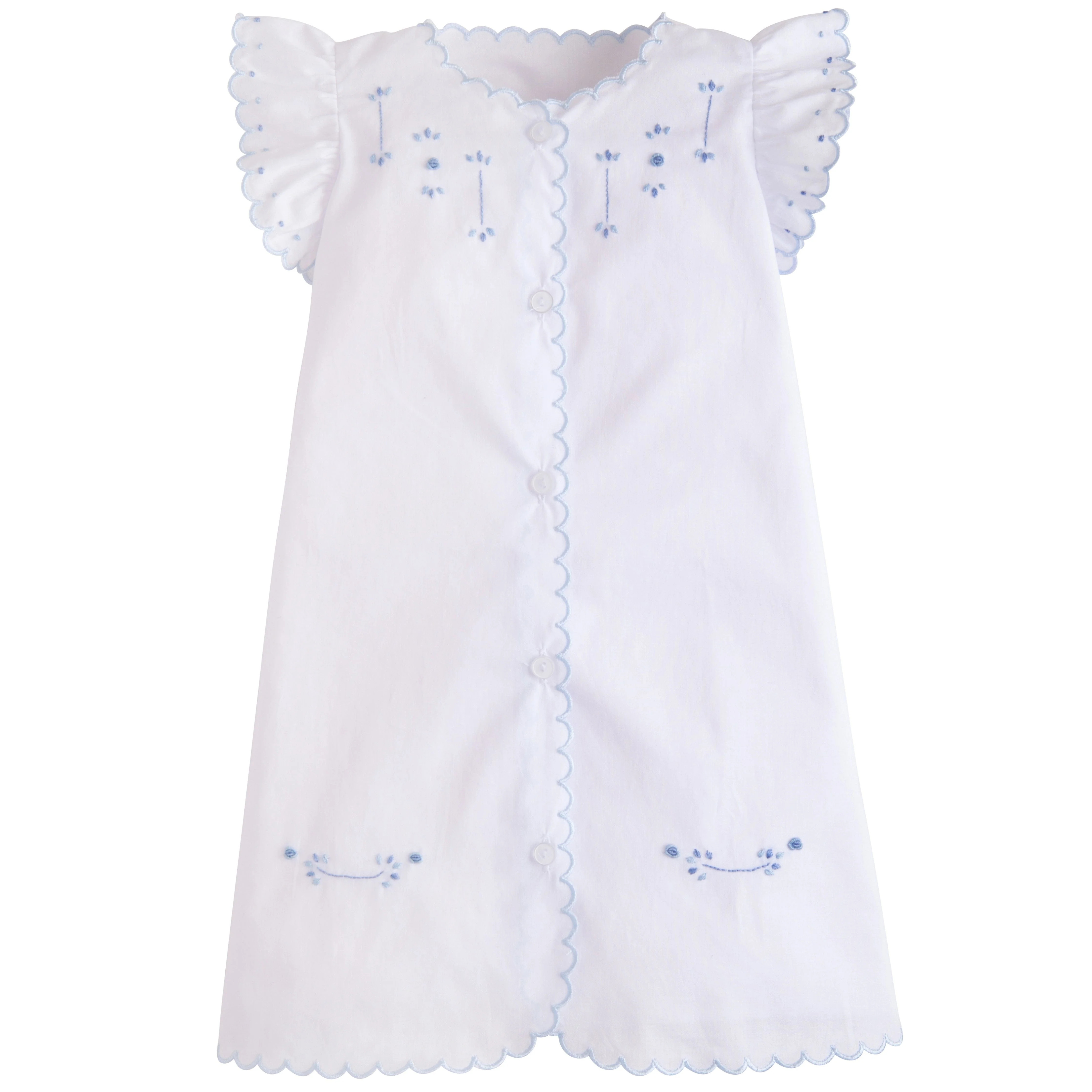 Newborn Blue Embroidered Gown - Classic Clothes | Little English