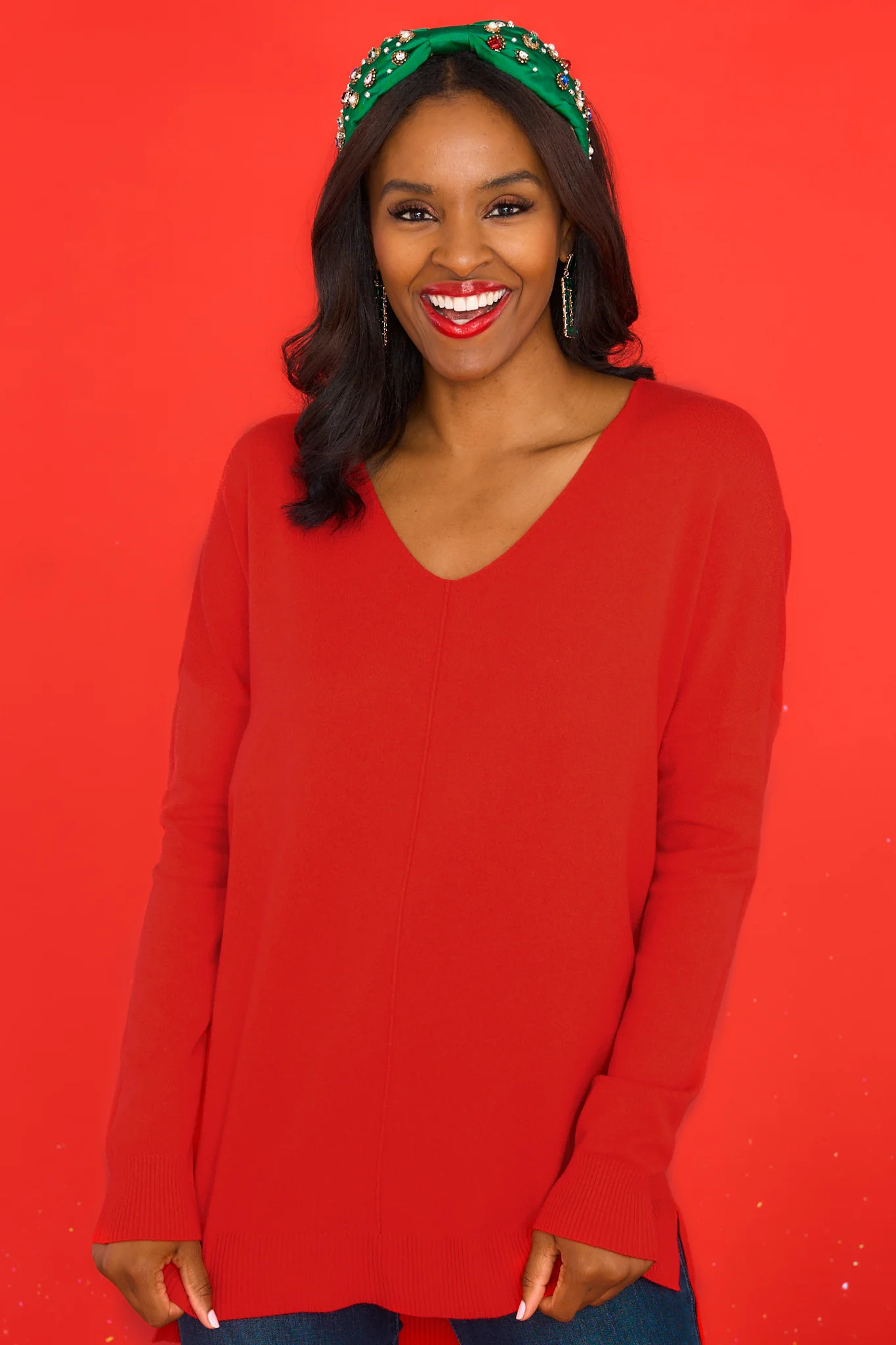 Wind Down Bright Red Sweater | Red Dress 