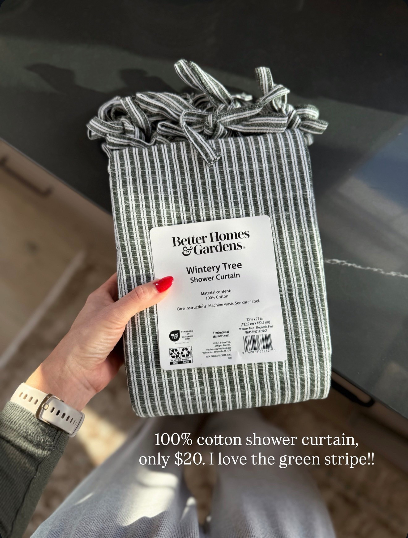 This 100% cotton green striped shower curtain is so pretty! I hung it in our basement bathroom and it’s perfect for all year round, not just Christmas. Only $20!

#LTKHome #LTKHoliday #LTKFindsUnder50