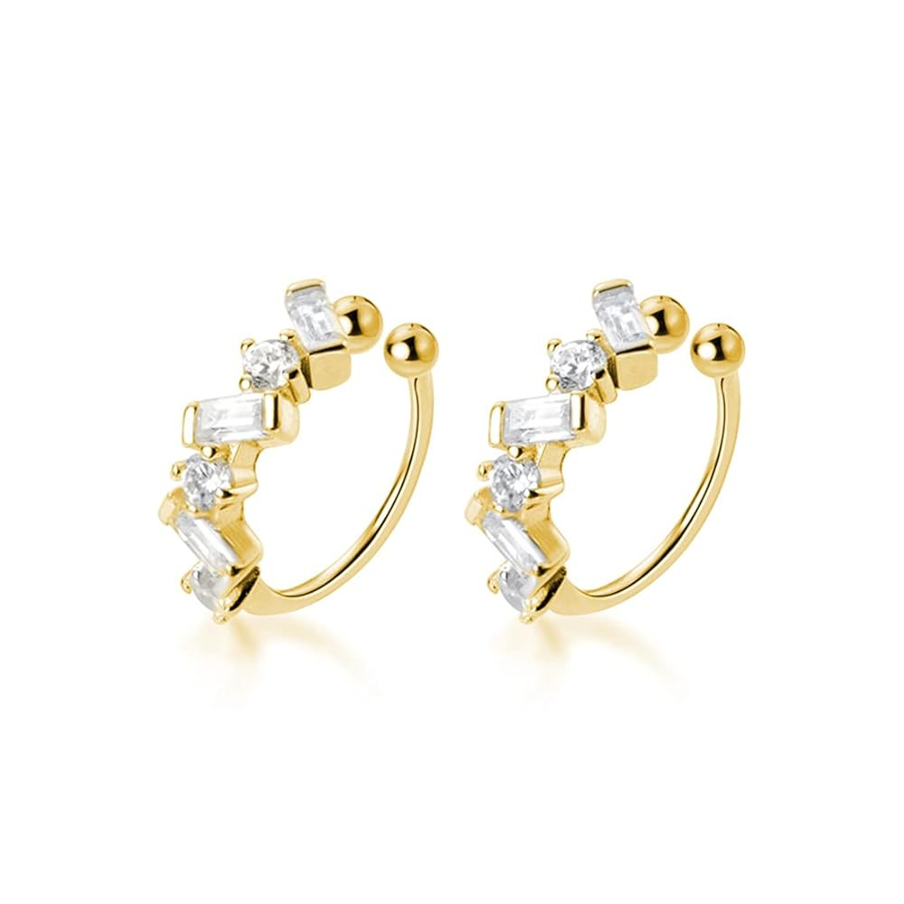 SLUYNZ 925 Sterling Silver CZ Cuff Earrings for Women Small Hoop Earrings No Piercing Cartilage E... | Amazon (US)