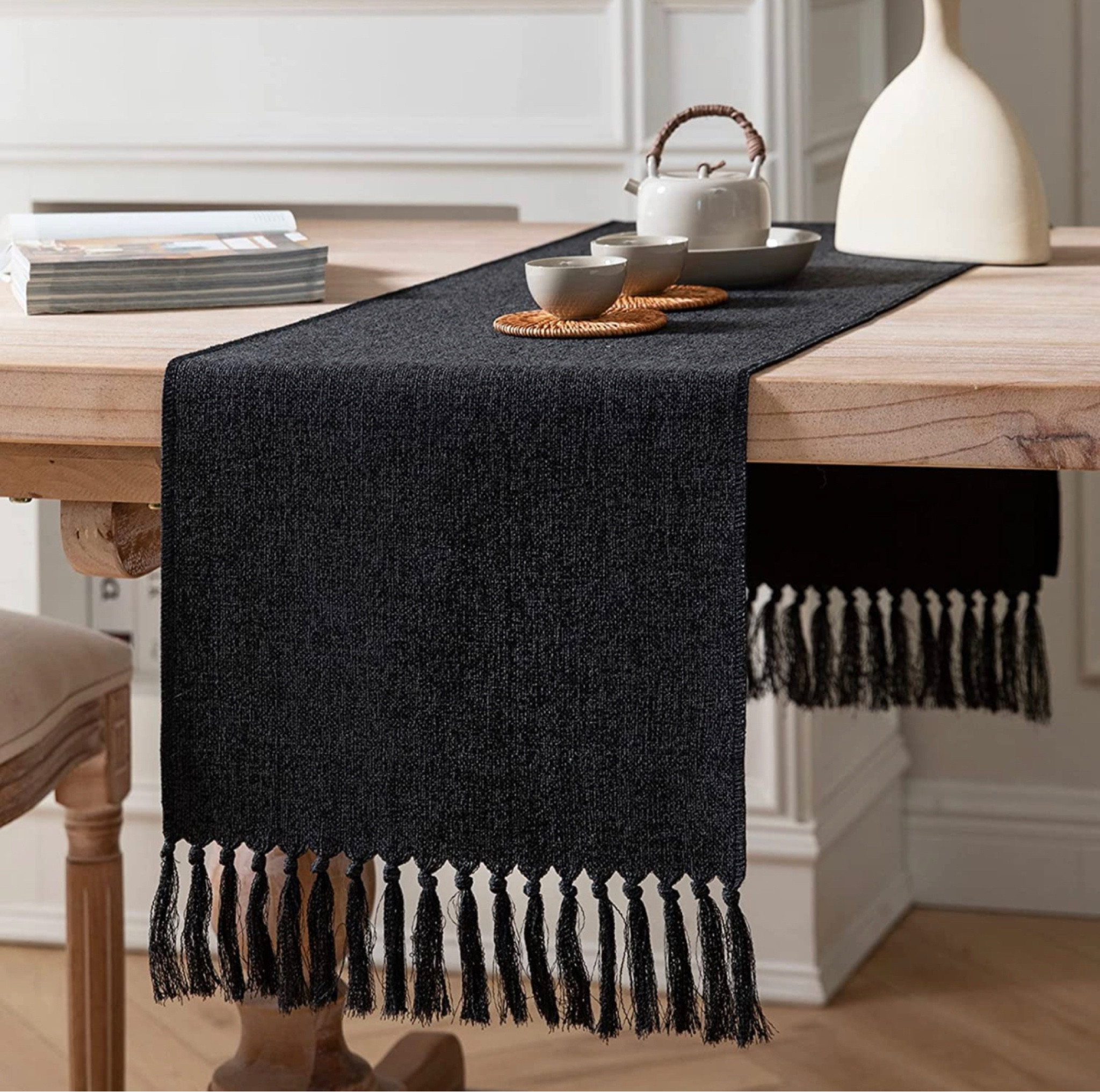Love this neutral black table
runner for my dining room!

#LTKhome #LTKGiftGuide #LTKunder100